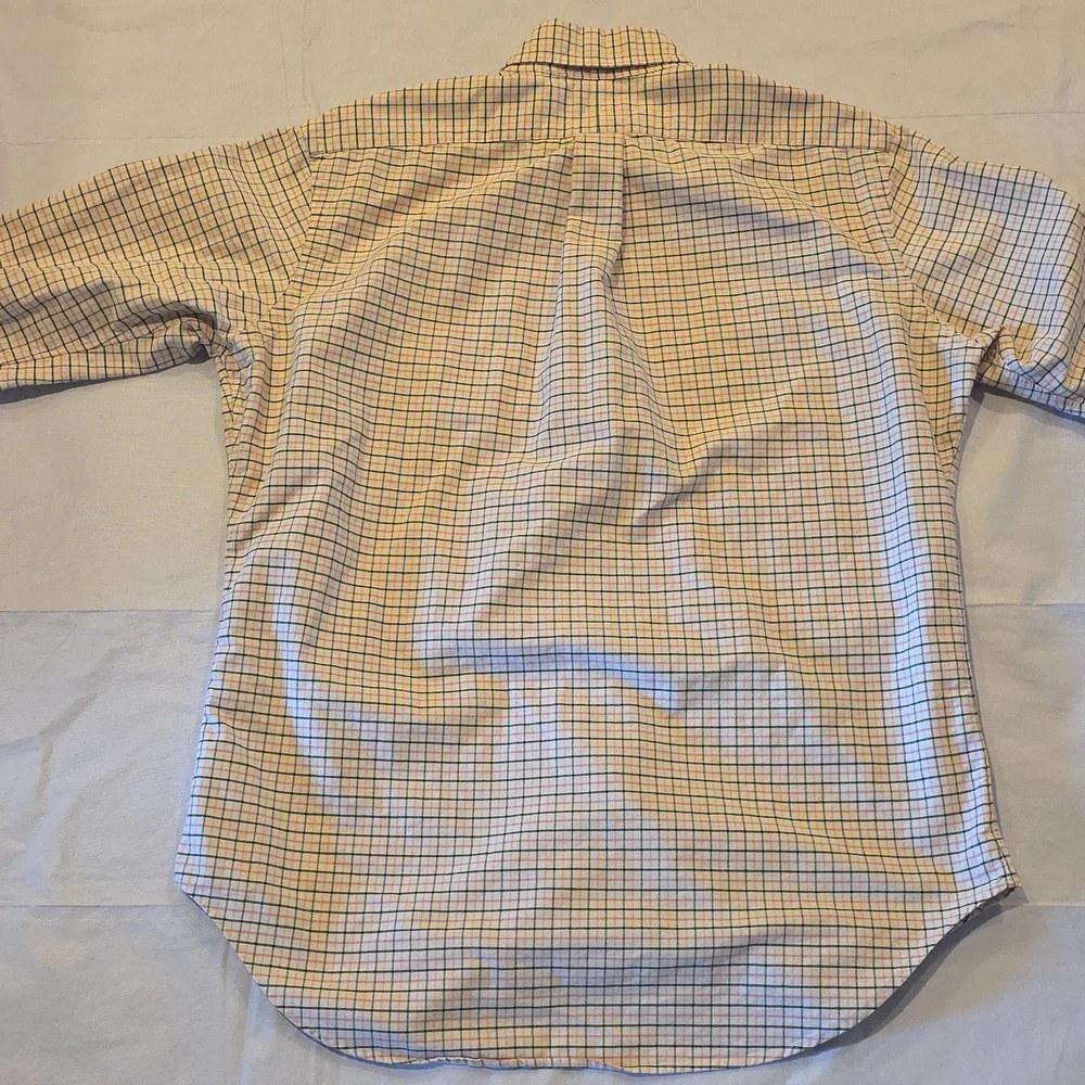 Ralph‎ Lauren Classic Fit White with Pink Green Graph Check Button-Down Shirt M